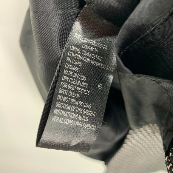 Tahari ASL Dress Black White Tweed Beaded V Neck Sleeveless Sheath - Picture 11 of 11